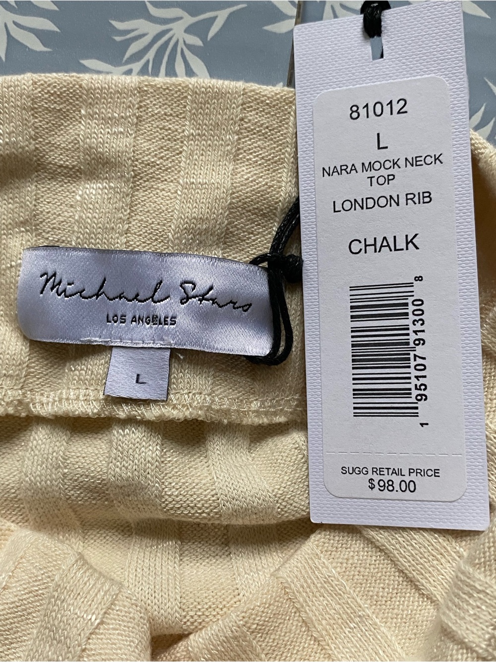 Michael Stars Chalk Ribbed Nara Mock Neck Top - Picture 5 of 8
